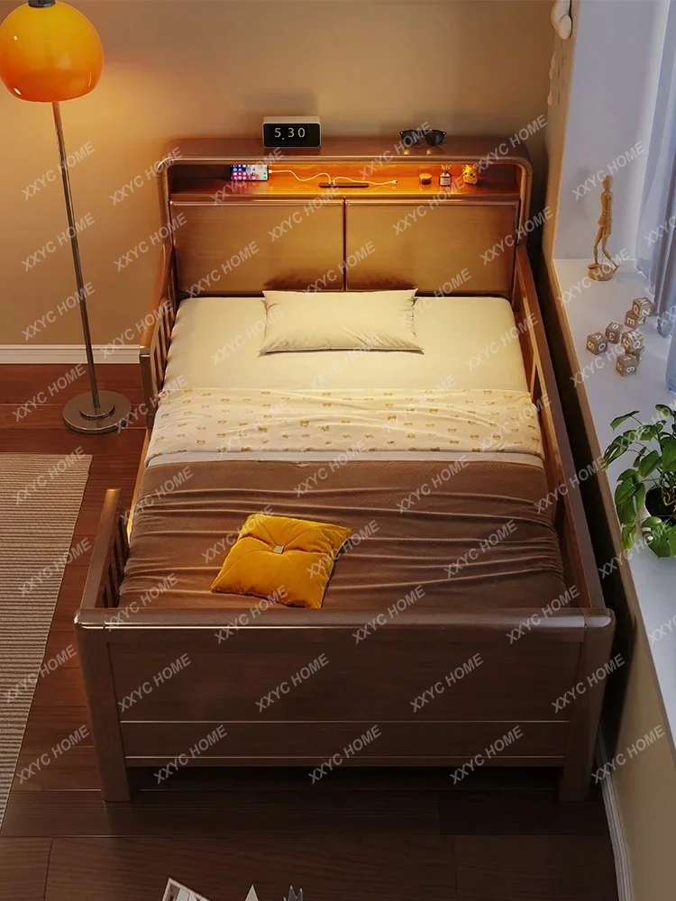 

L All solid wood children's bed guardrail boys and girls single splicing small apartment, simple and modern