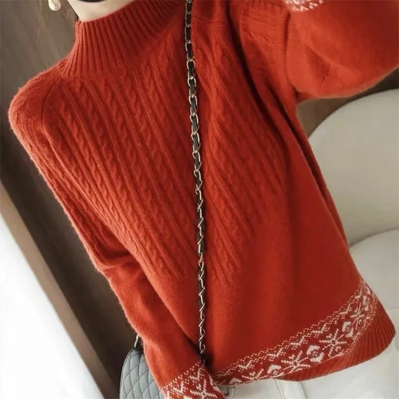 

2026 модный базовый осенне-зимний свитер из мериносовой шерсти, кашемировый пуловер с воротником-стойкой, однотонная мягкая одежда с длинными рукавами, топы