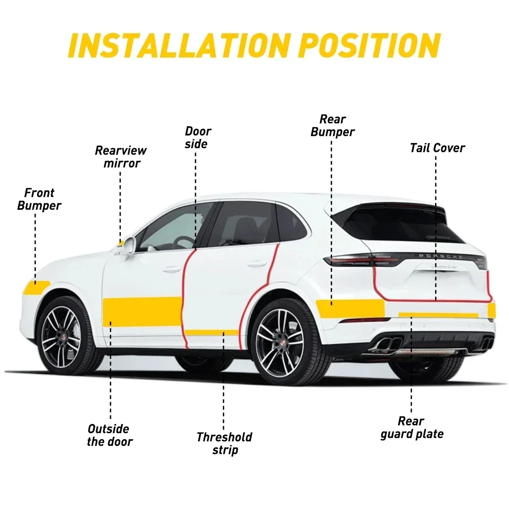 3D Carbon Fiber Car Bumper Door Guard Protection Film 3m Car Door Sill Protector Sticker Black Waterproof Anti Scratch Tape