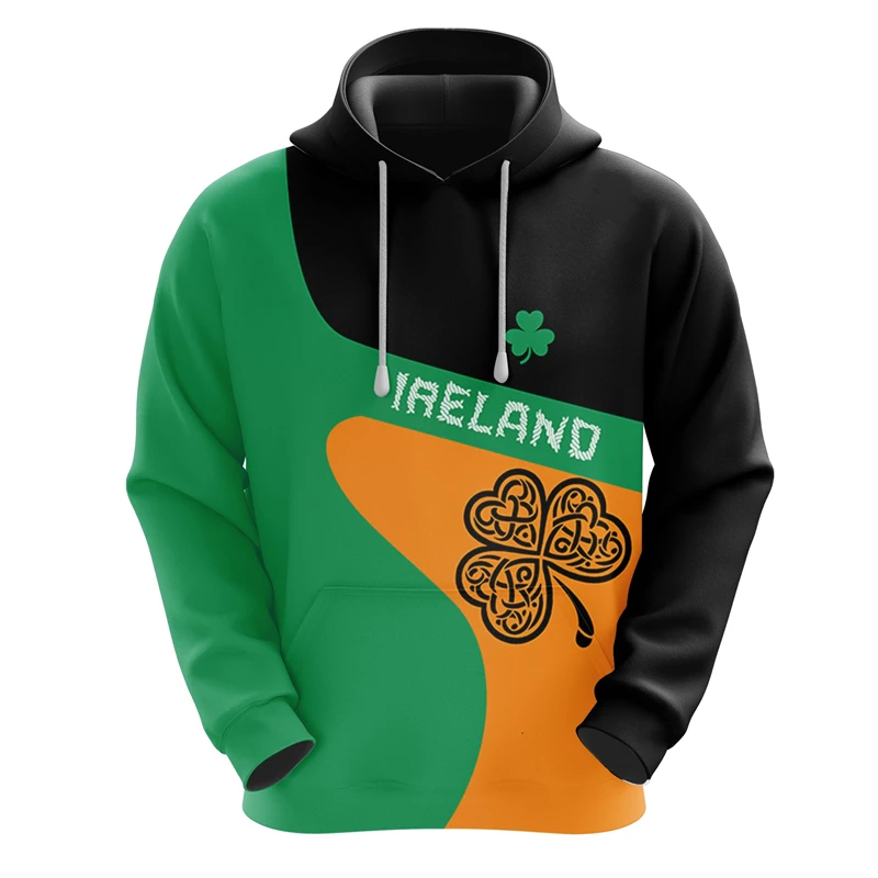 2025 Saint Patrick Day Clover Skull 3D Print Hoodie For Men Clothes Ireland Hoody Shamrocks Leprechaun Sweatshirts Tops Hoody