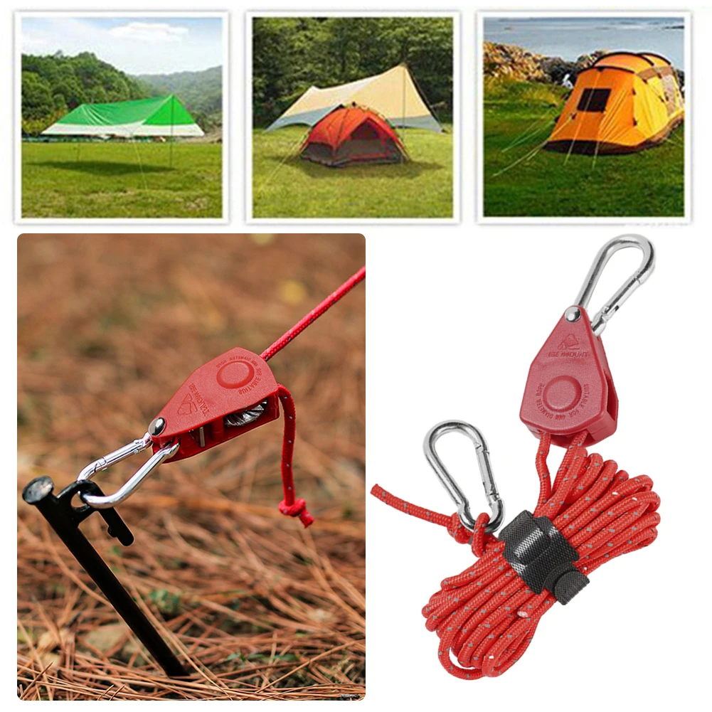 Pulley Rope Adjustable Tent Fastener Rope Windproof Parachute Nylon Cord Reflective for Camping Hiking Survival