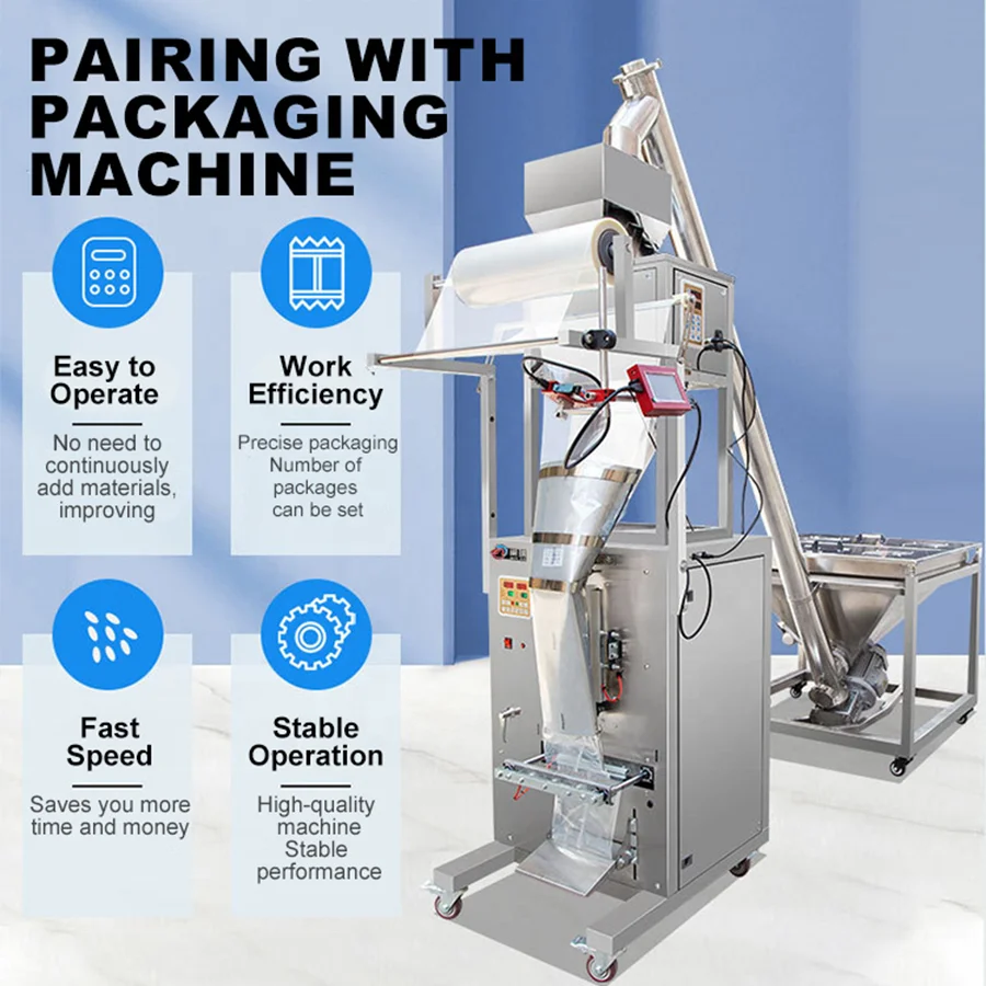 Custom Size Chemical Washing Powder Cocoa Wheat Flour Seasoning Sachet Packing Quantitative Feeding Machine Screw Auger Conveyor