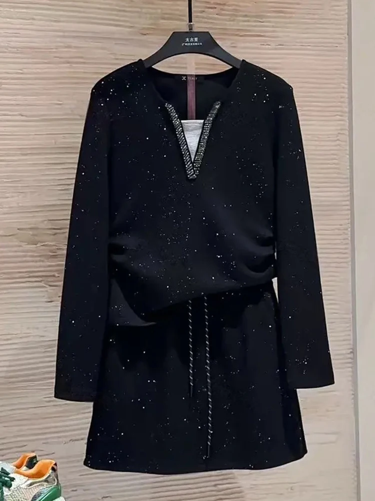 

Женский комплект из двух предметов: юбка с высокой талией и топ. Осенний повседневный стиль, дышащий, комфортный, из смесового хлопка.