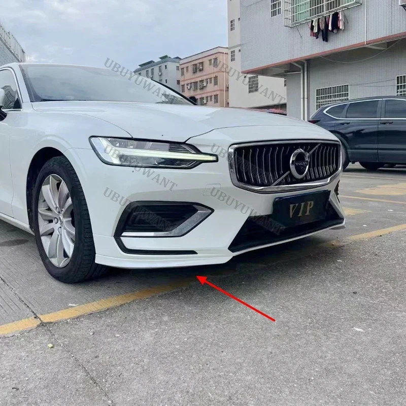 Car Styling ABS Plastic Unpainted Color Front Bumper Lip Trunk Spoiler Protector 2 Pcs For Volvo NEW S60 V60 2021 2022 2023-2024 view 6
