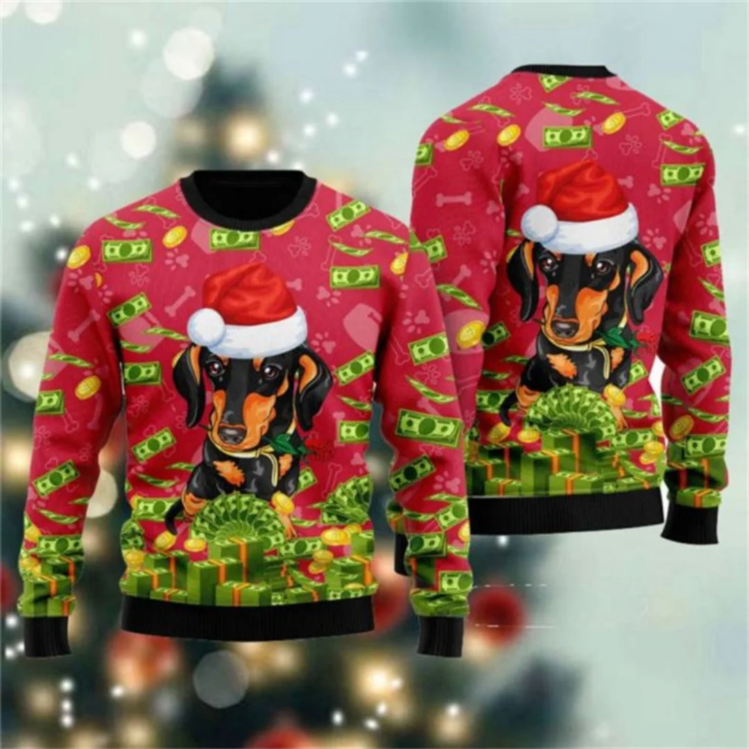 かわいい犬グラフィックファッションクリスマススウェットシャツ 3D プリント秋のファッションレジャー Y2K 子供のパーカー男性と女性のスウェットシャツ