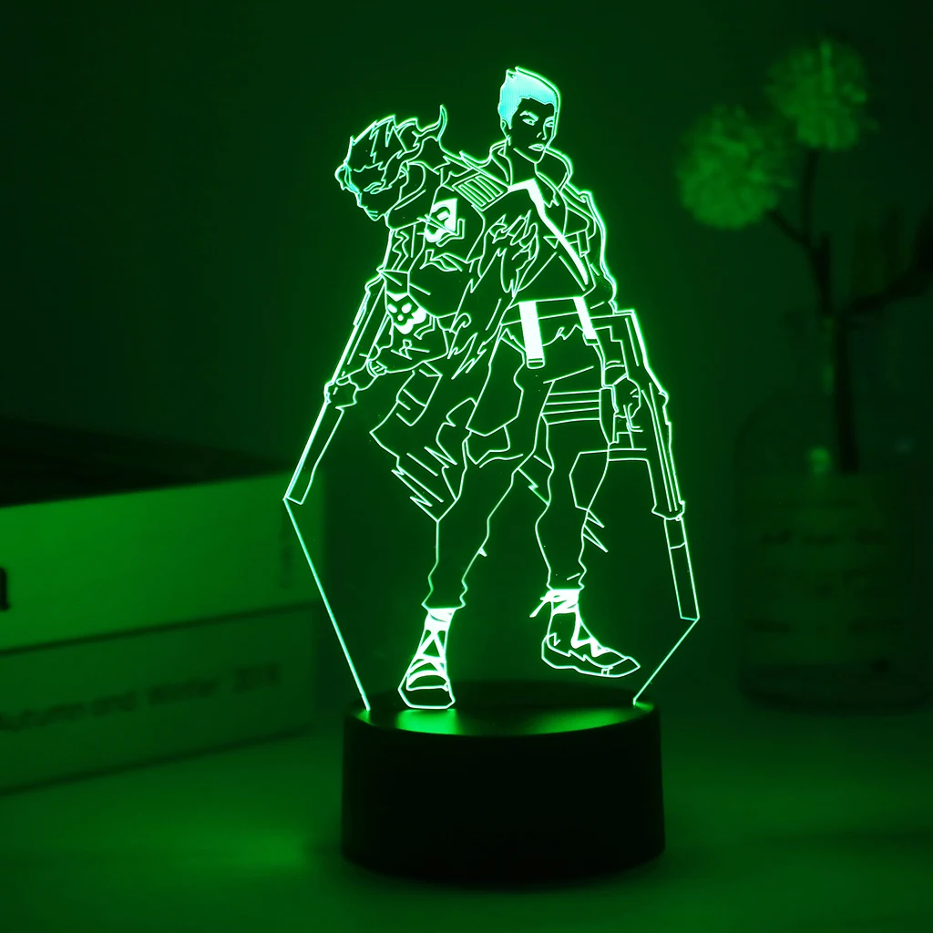 Hot Gaming Valorant Yoru 3D led Nightlight Omen Reyna Figure Colorful Table Lamp For Gamer Game Room Light Decor Dropshipping