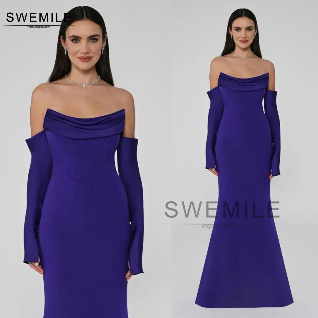 SWEMILE Mermaid Strapless Evening Dress Long Sleeves Floor-Length Wedding Party Dress Vestidos Para Eventos Especiales Dresses