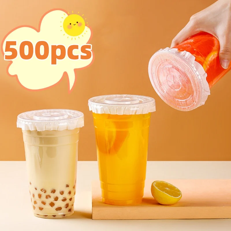 500pcs Leak Proof Paper Coffee Milk Tea Spill Proof Leak Films Anti Overflow Beverage Cup Drink Packaging Anti Leakage Tools