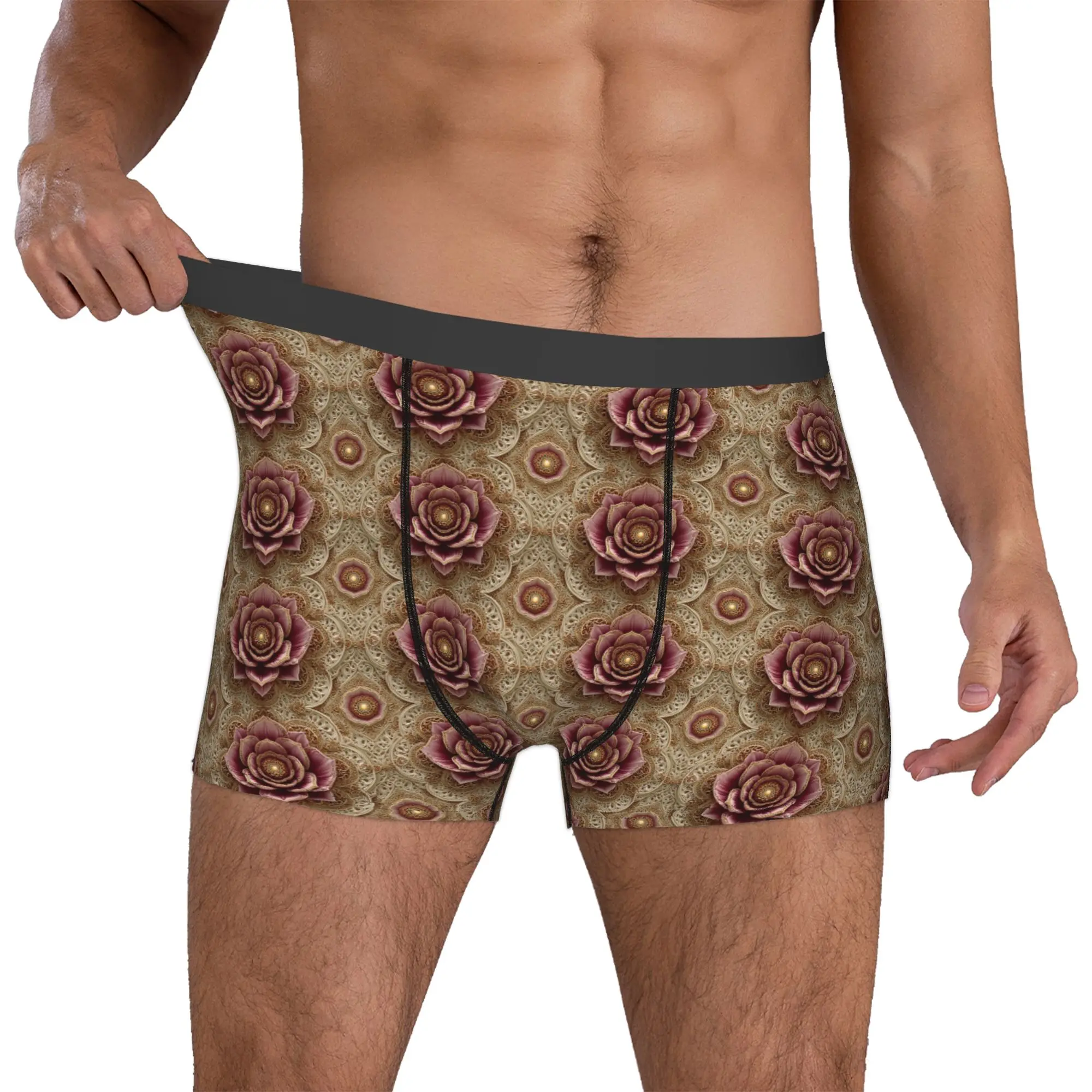 Fashion Trend 3D Flowers Boxers Shorts Mens Luxury High 3D Floral Briefs Underwear Funny Underpants