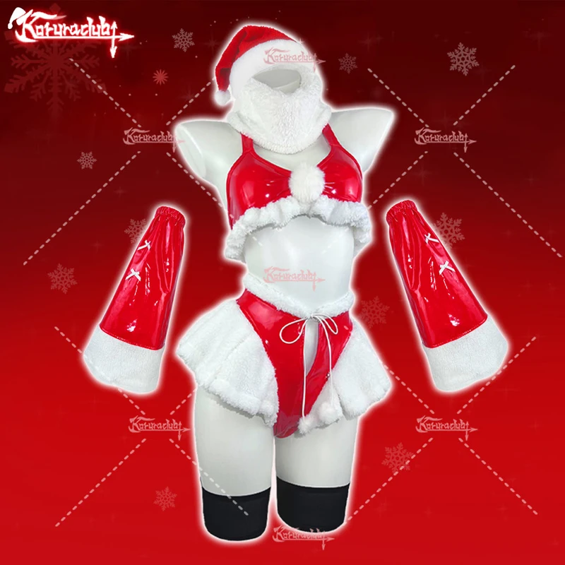 Cosplay Christmas Festivals costumes Bow Kawaii plush Lingerie cute set Santa Claus Red skirt