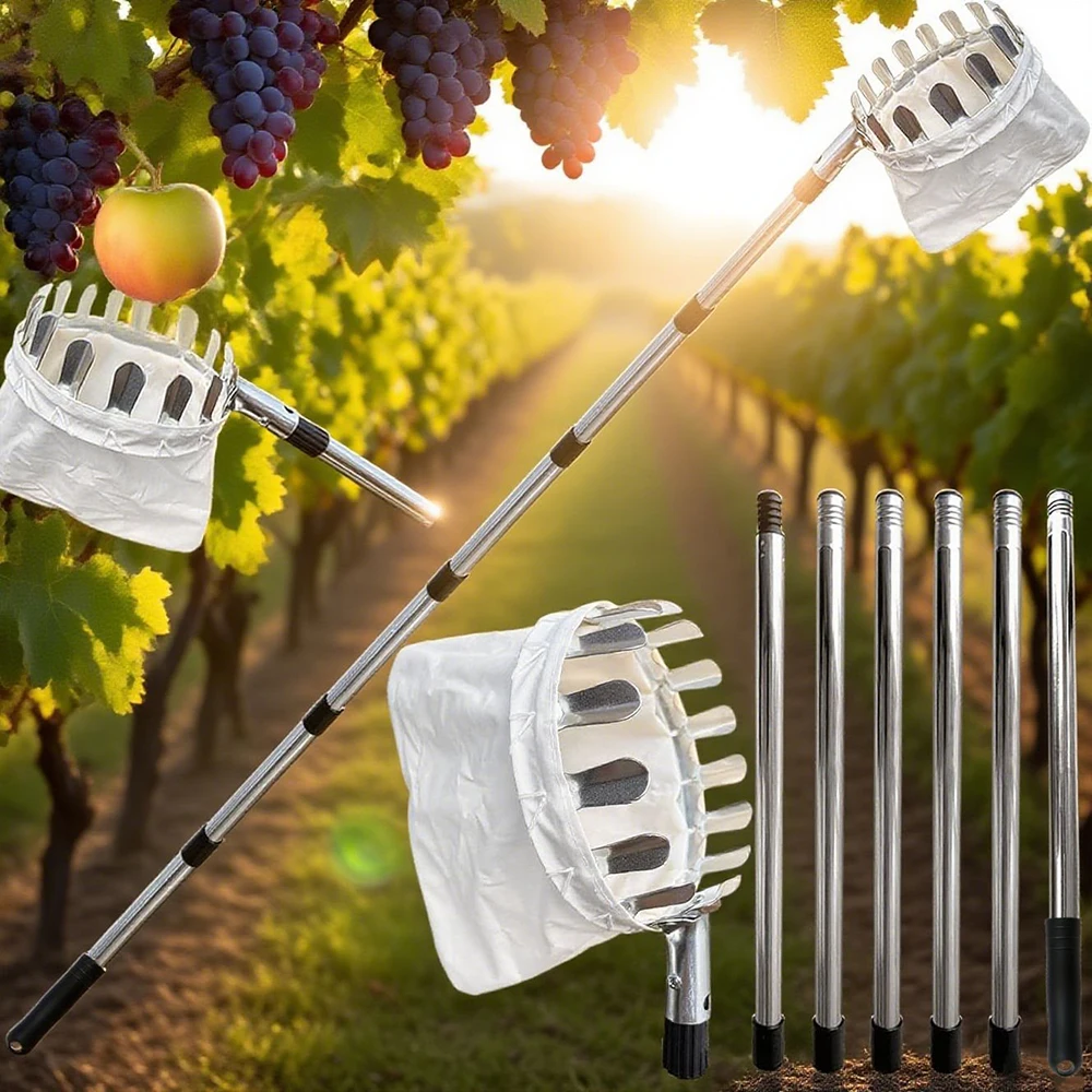 

Телескопическая штанга из нержавеющей стали для сбора фруктов 1.6/2.4/3.2/4 м, инструмент для сбора урожая с высоких деревьев в садах и на фермах