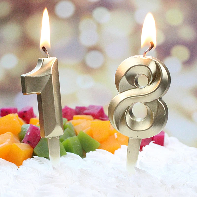 Gold Digital Candle Number Birthday Paper Cake Candle Kids Birthday Party Wedding Cake Candle Favor Cake Decor Number Candles