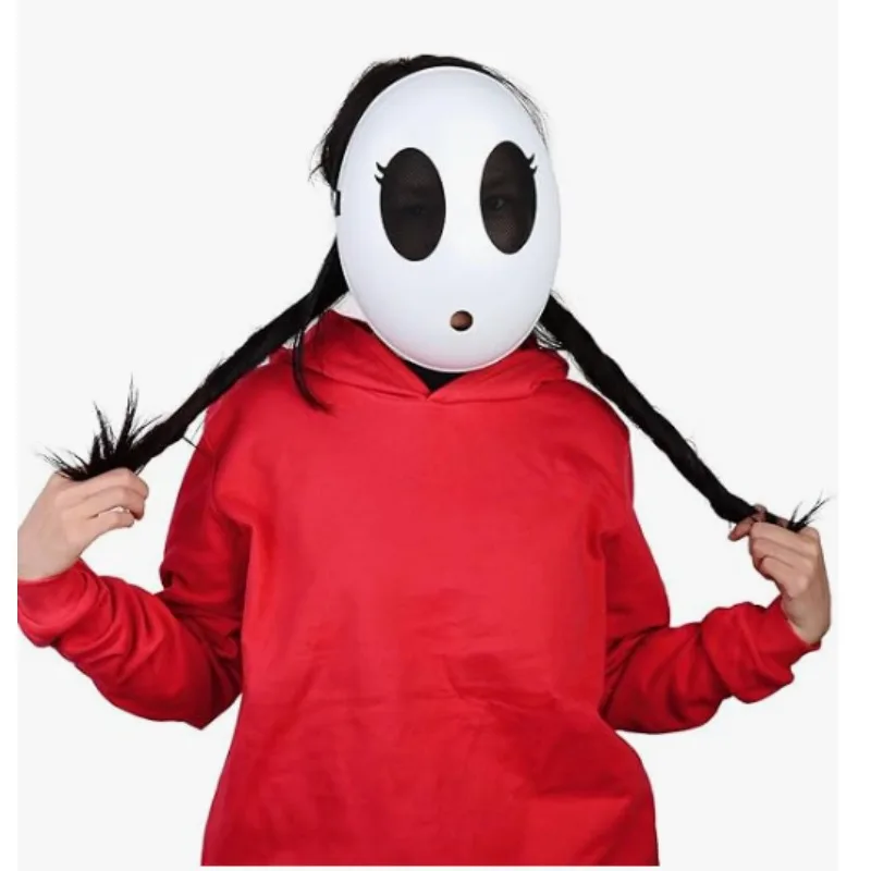 قناع الرجل الأبيض الخجول للفتيات، قناع الهالوين، قناع الوجه الكامل، إكسسوارات الدعامة التنكرية #1