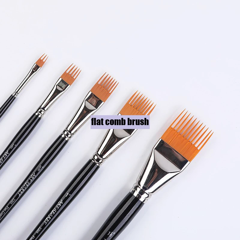 Professional  5 pcs Flat Comb Brush Nylon Paint Drawing Brushes Oil Artists Painting Brush Set For Artists Student
