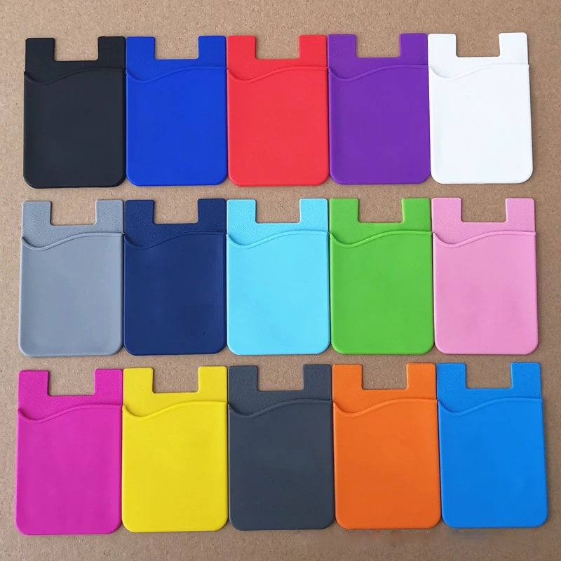 Silicone Card Holder Adhesive Phone Cell Wallet Case Stick on Credit Back Slot Card Holder Accessories Credit Card Cover Case