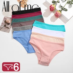 6Pcs Sexy Cotton Panties For Women Underwear Striped Panty Female Soft Lingeries Briefs 10 Solid Color Pantys Girl Underpants