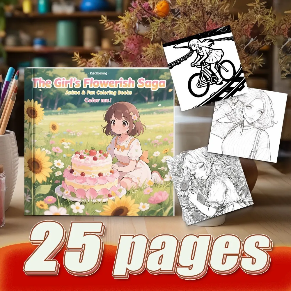 High Quality Romantic Personalized Girl Coloring Book Hand Account Stress Relief Cute Style Premium Durable Soft Paper