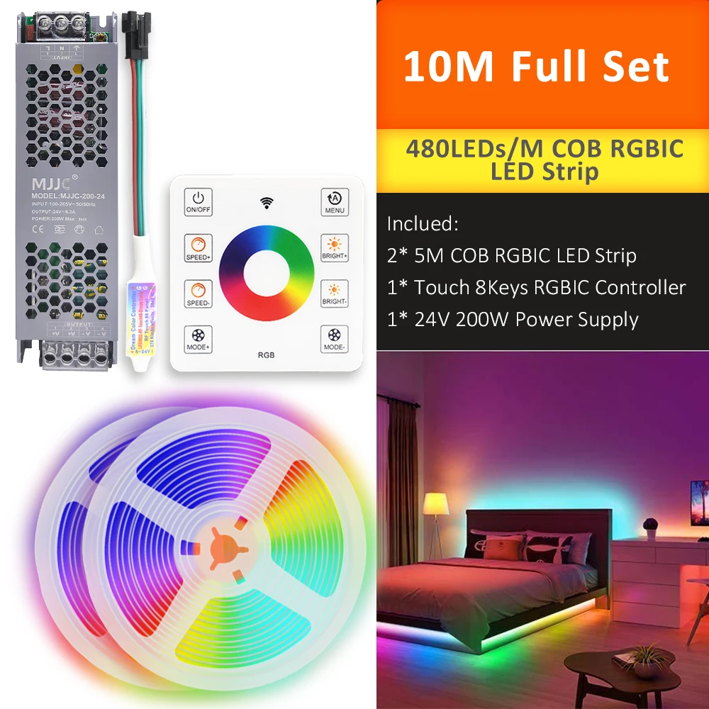 WS2811 COB RGBIC LED Strip DC24V 5M 10M 20M 30M RGB IC Paard Stromend water Stromende Lichten Tape Diode Lint Kamer Decoratie Lamp