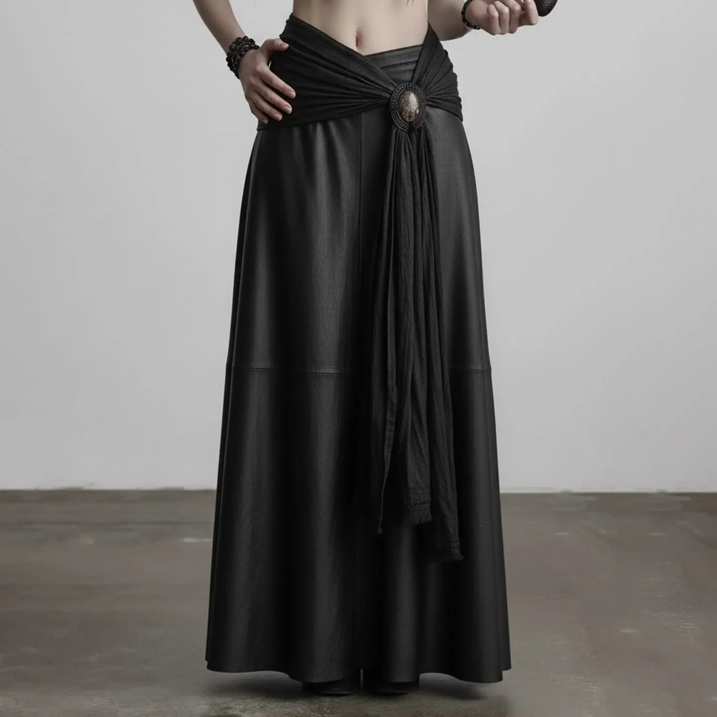 Deconstructed Strap Leather Half Skirt, Slim Fit and Versatile, Exuding A Slimming and Slimming Vibe. Long Skirt for Women