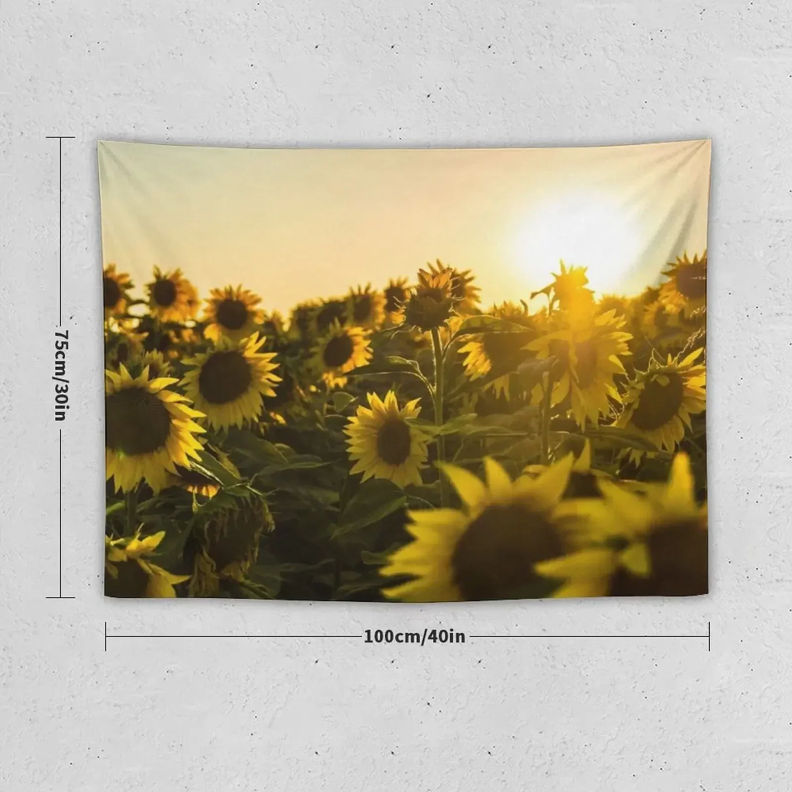 sunflowers sun flower field with photo filter vintage effect yellow flowers organic landscape picture Tapestry