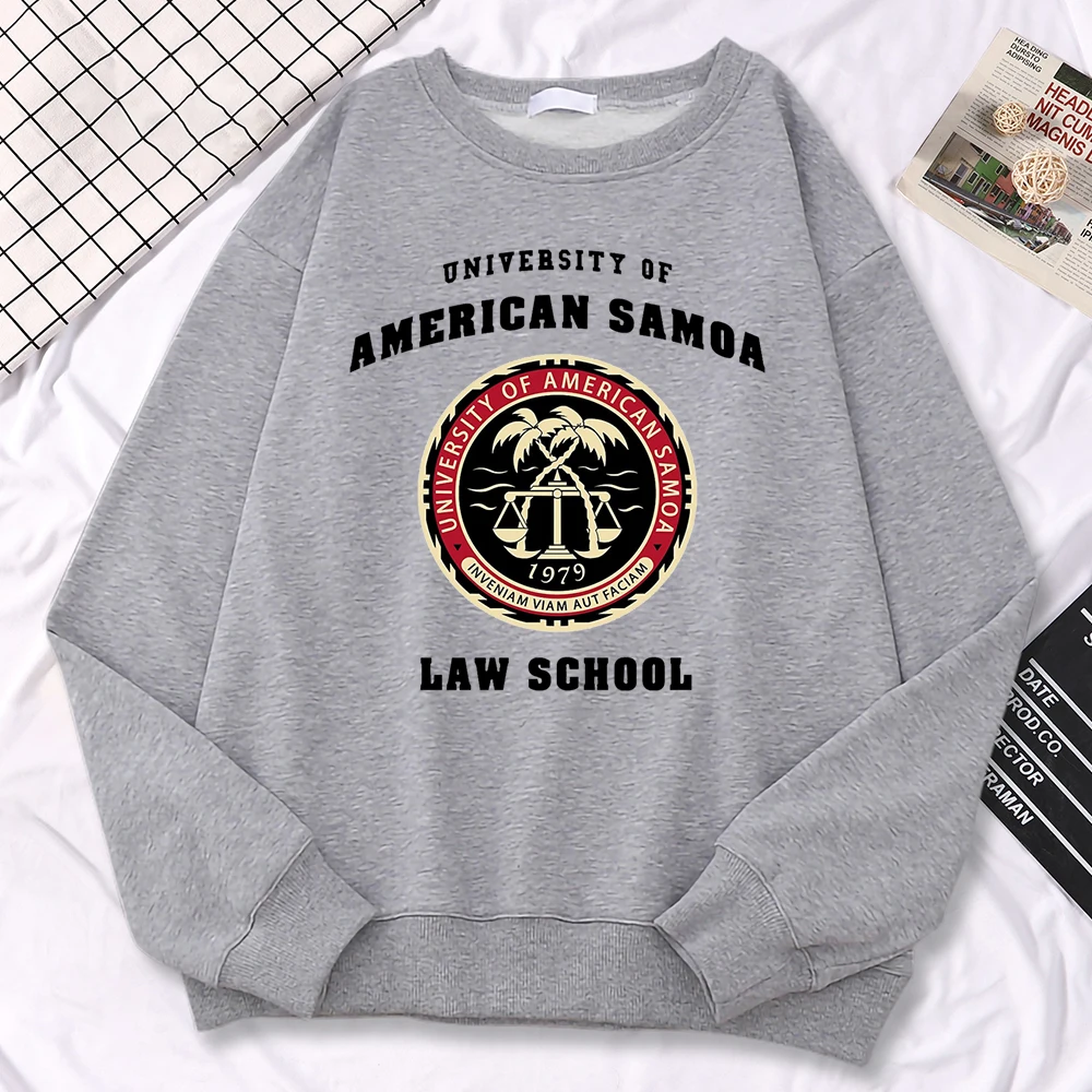 Simple Fashion Womens Pullovers University Of American Samoa Law School Print Hoody Soft Fleece Sweatshirt Loose Warm Clothes