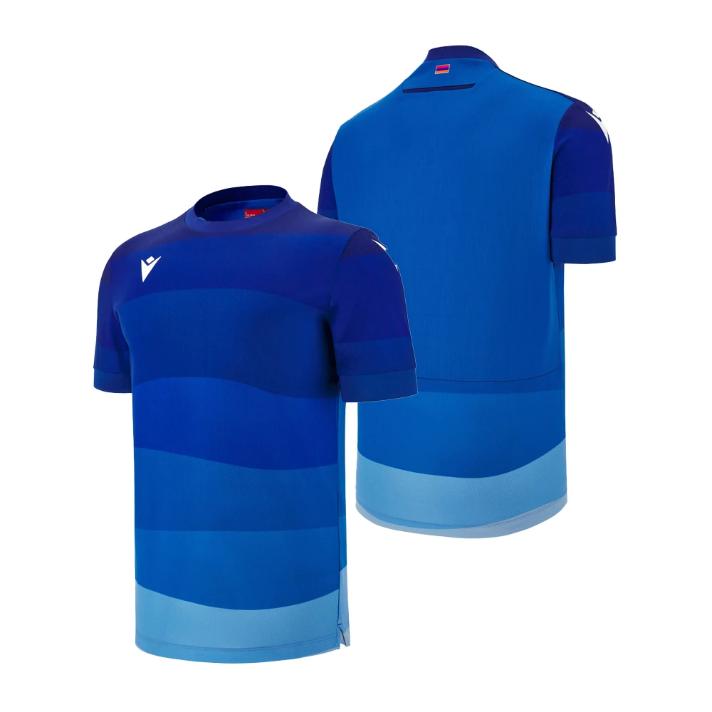 

Macron Home And Away Jersey Men's Sports T-Shirt Football Training Suit Blue Gradient Stripe Breathable Quick Drying Fabric