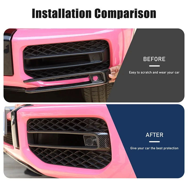 

Real Carbon Fiber For Mercedes-Benz G-Class G63 2019-2024 Car styling front fog light decorative frame sticker Car accessories