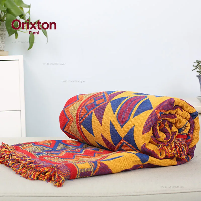 Bohemia Knitted Cotton Blanket Sofa Cover Reversible Bedspread Home Decor Jacquard Coverlet tablecloth,Camping, Office Blankets