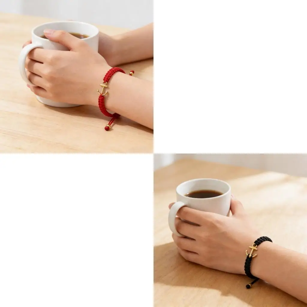 Hand Braided Adjustable Cord Bracelet Anchors Charm for Marine Unisex