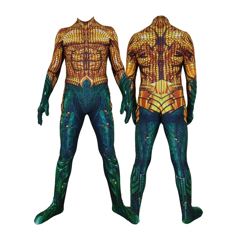 Film na Halloween Aquaman Mera przebranie na karnawał superbohater Arthur Curry Orin Zentai body kombinezony dla dorosłych dzieci