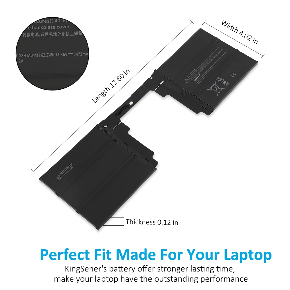 KingSener G3HTA040H G3HTA041H Laptop Battery For Microsoft Surface Book 2 2nd Gen (15-Inch, Model 1793)  Keyboard 11.36V 5473mAh - Image 4