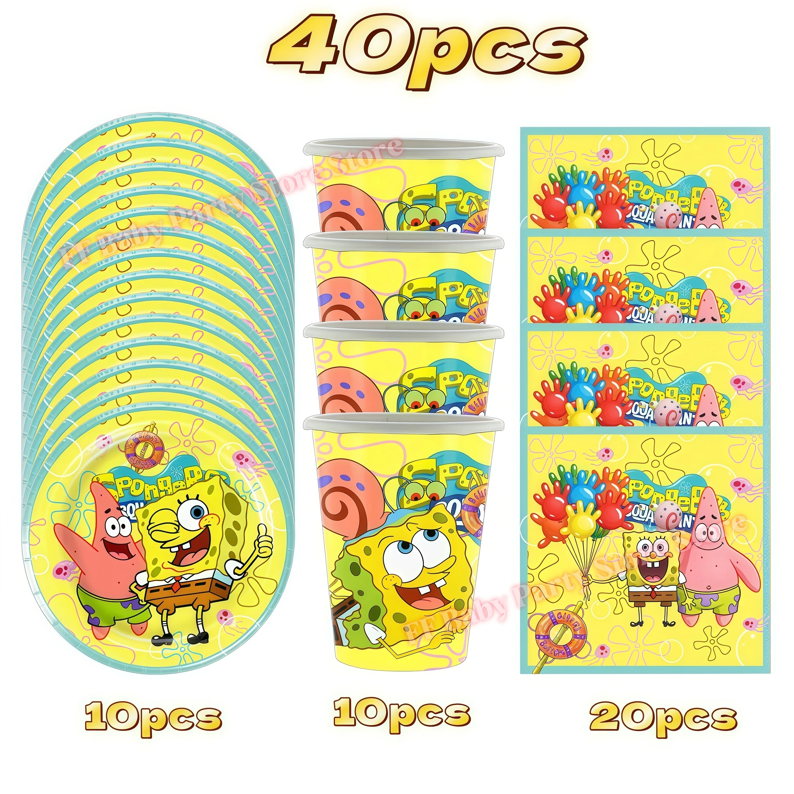 SpongeBob Geburtstagsparty Dekoration Hintergrund Tortendekoration Becher Ballons für Kinderparty Gastgeschenk Babyparty Zubehör – Detail 23