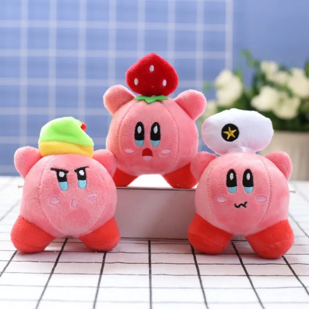 13cm Pink Kirby Anime Plush School Bag Small Pendant Keychain Stuffed Cartoon Doll Birthday Decorative Accessories Christmas