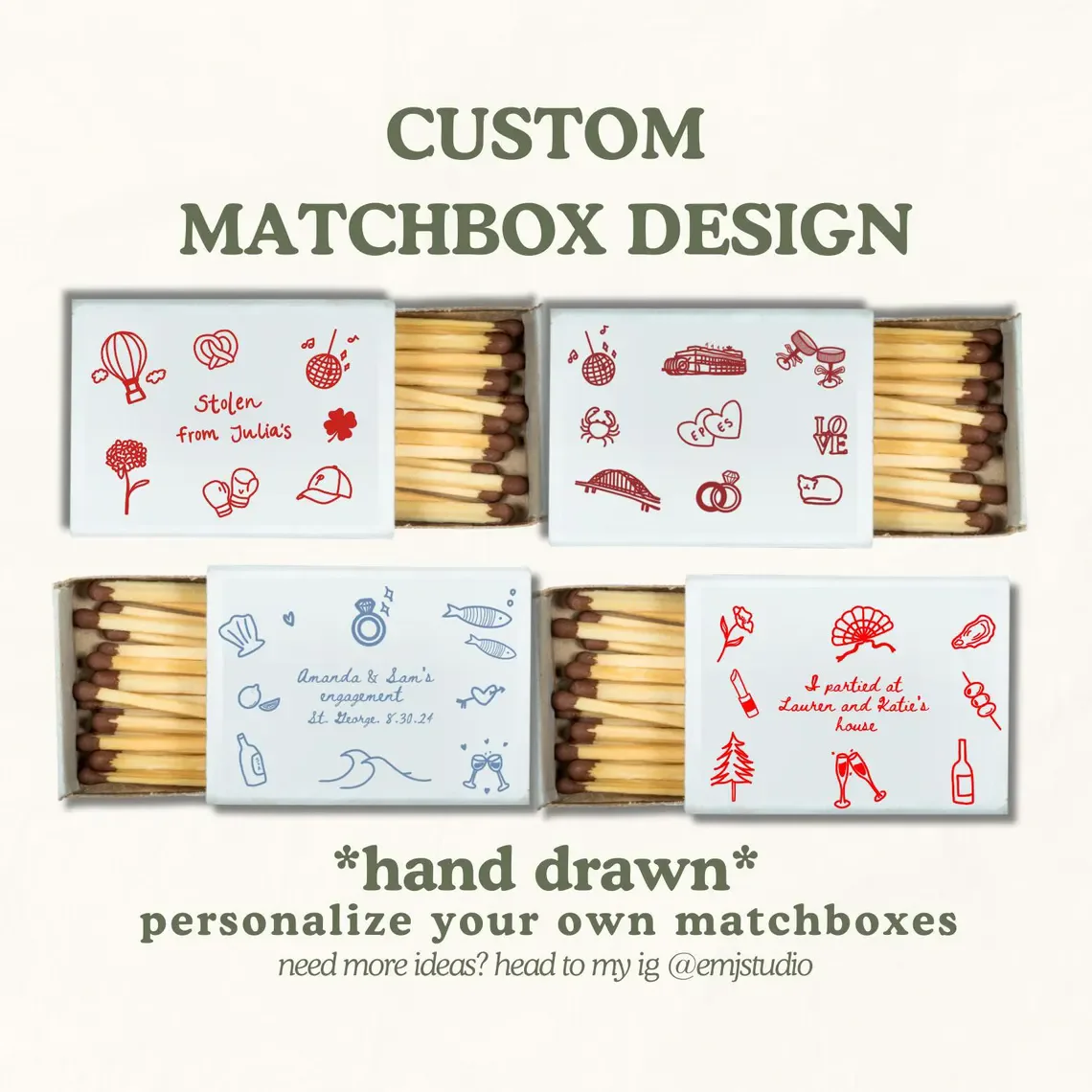 100pcs Custom Matchbox Design for Wedding Bridesmaid Gift Wedding Favor Personalized Matches Unique Gift Matchbook Gift Custom M