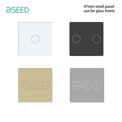 BSEED 1/2/3Gang Wall Touch Switch Small Glass Panel 47mm Dimmer Curtain Crystal Panel Parts Only DIY Combine With Glass Frame