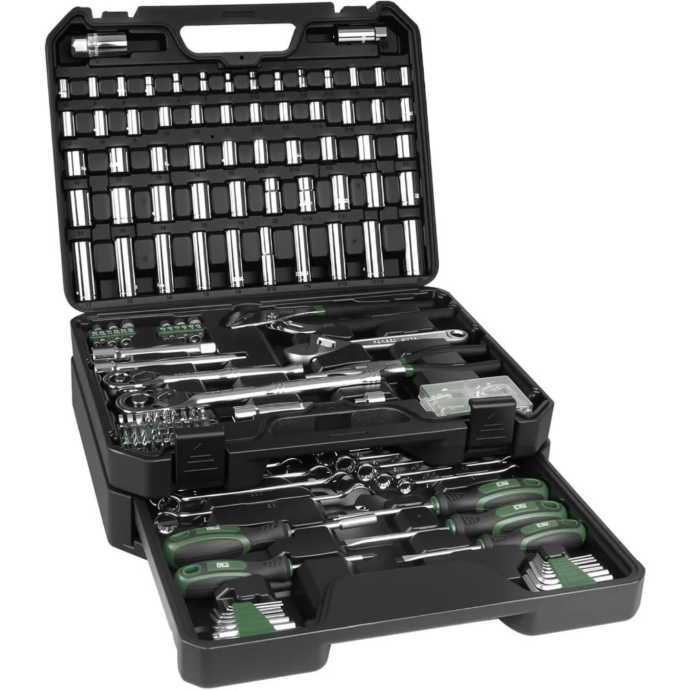 

279 Piece Mechanics Tool Set with Drawer Box SAE Metric Wrenches Sockets for Car Motorcycle Home Repair