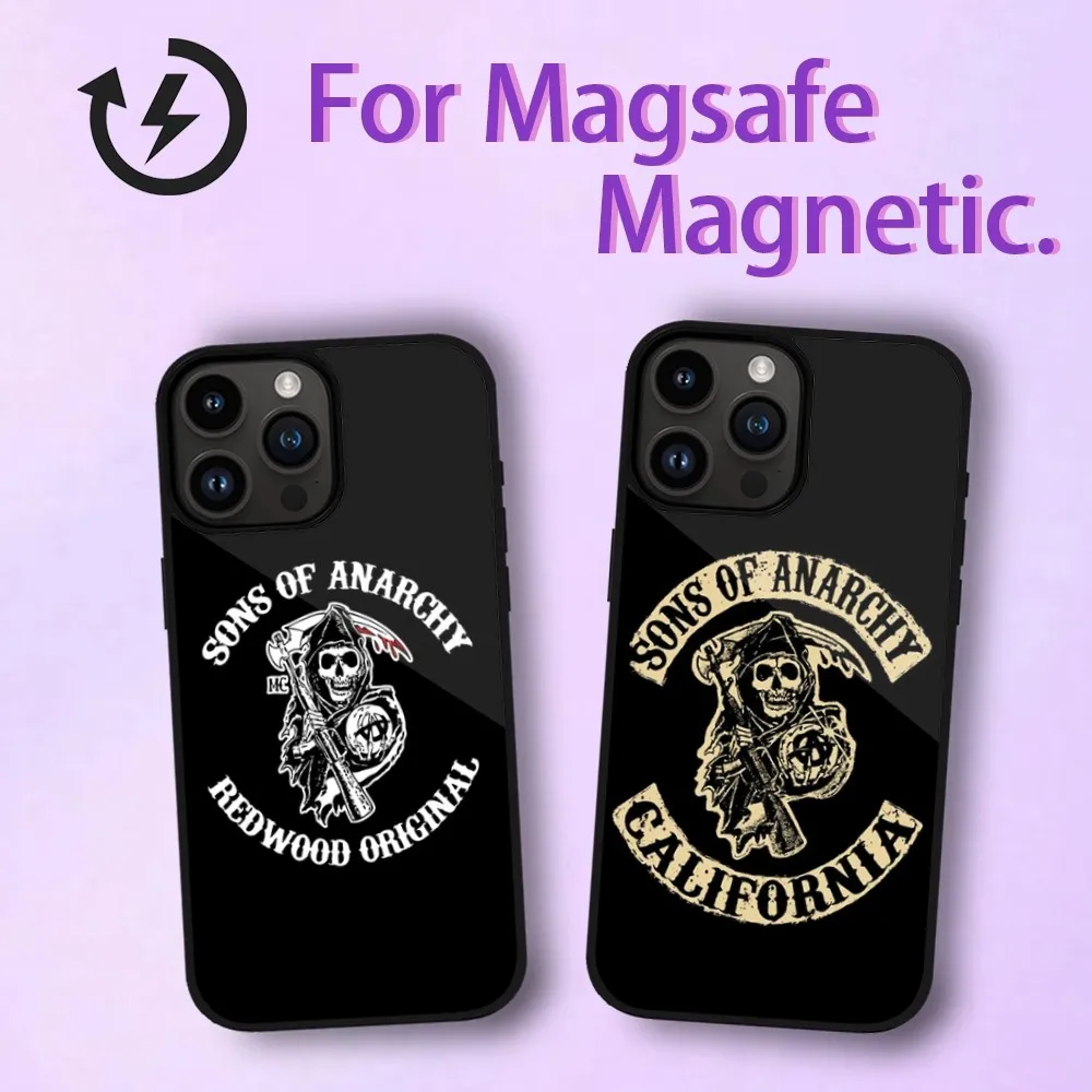 TV Sons Of Anarchy Phone Case For iPhone 11 12 13 14 15 Max Plus Pro Magnetic Phone Case