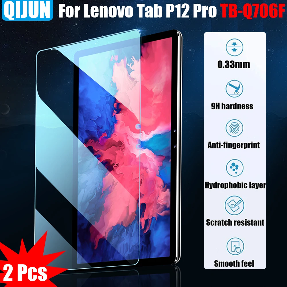 

Tablet Tempered glass film For Lenovo Tab P12 Pro Explosion Scratch proof membrane Anti fingerprint protective 2 Pcs TB-Q706F