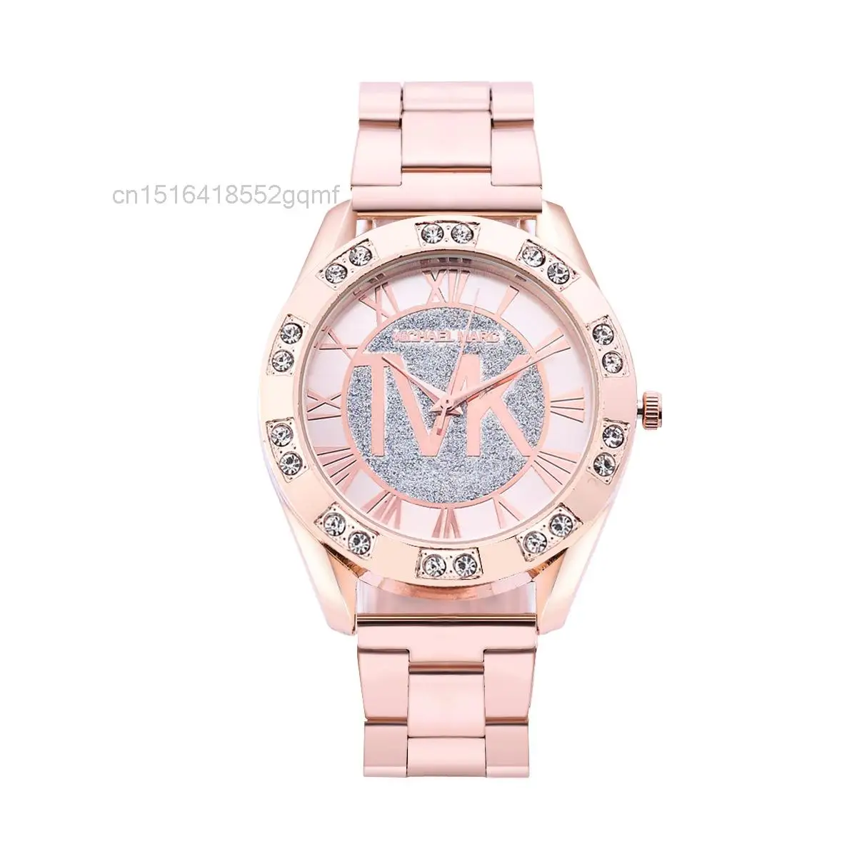 Reloj de lujo TOP TVK para mujer, pulsera dorada de acero inoxidable, resistente al agua, relojes digitales romanos de cuarzo para hombre y mujer,