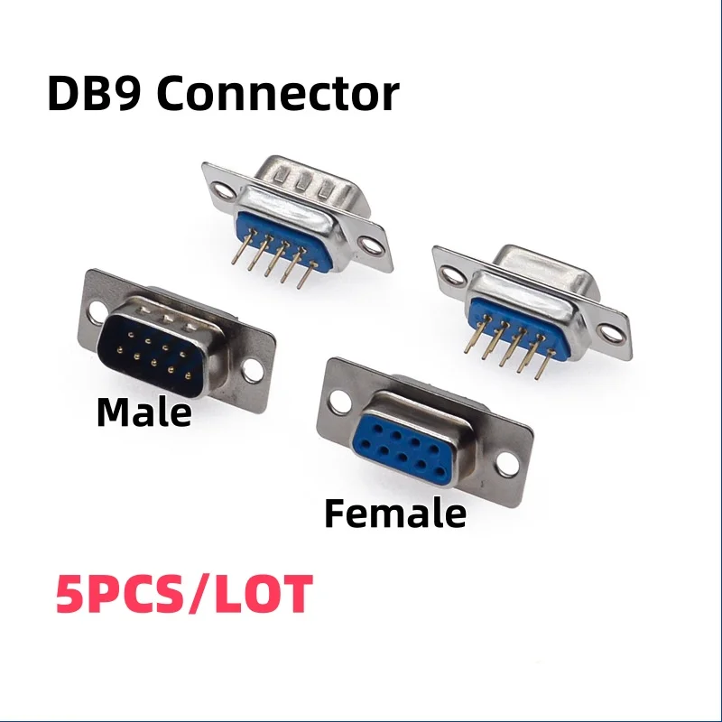 5PCS/LOT DB9 Adapter Connector Core RS232 Serial COM Plug Connectors Hole/Pin Female Male Port Socket DP9 Plastic Case