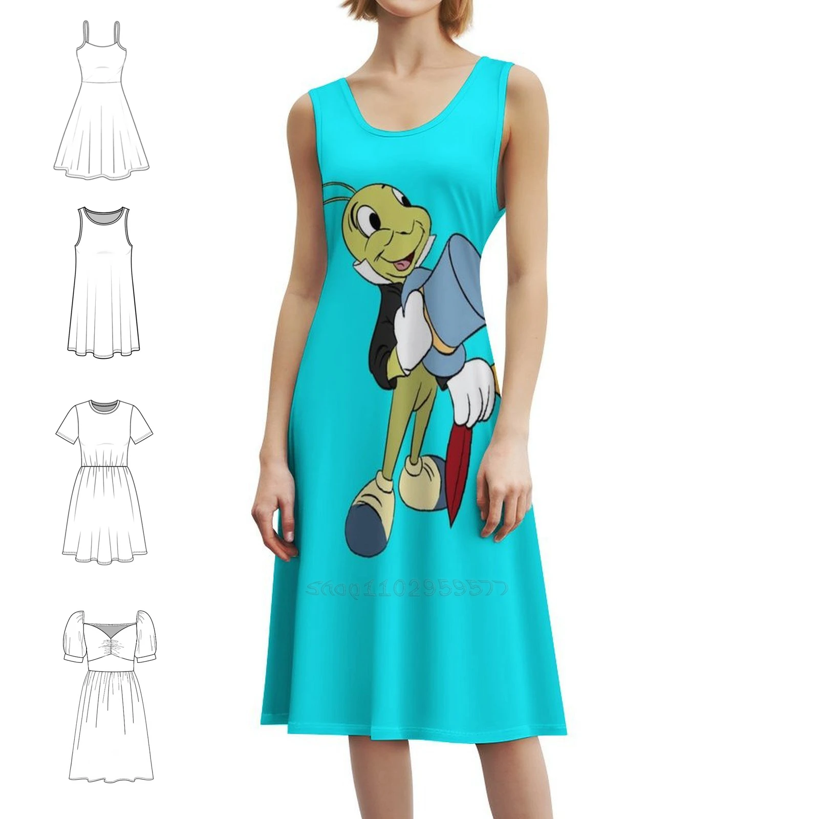 

Jiminy Cricket Vintage Bohemian Dress Puff Sleeve Or Sleeveless Options For Women Dress Jiminy Cricket Cricket Jiminy Women's
