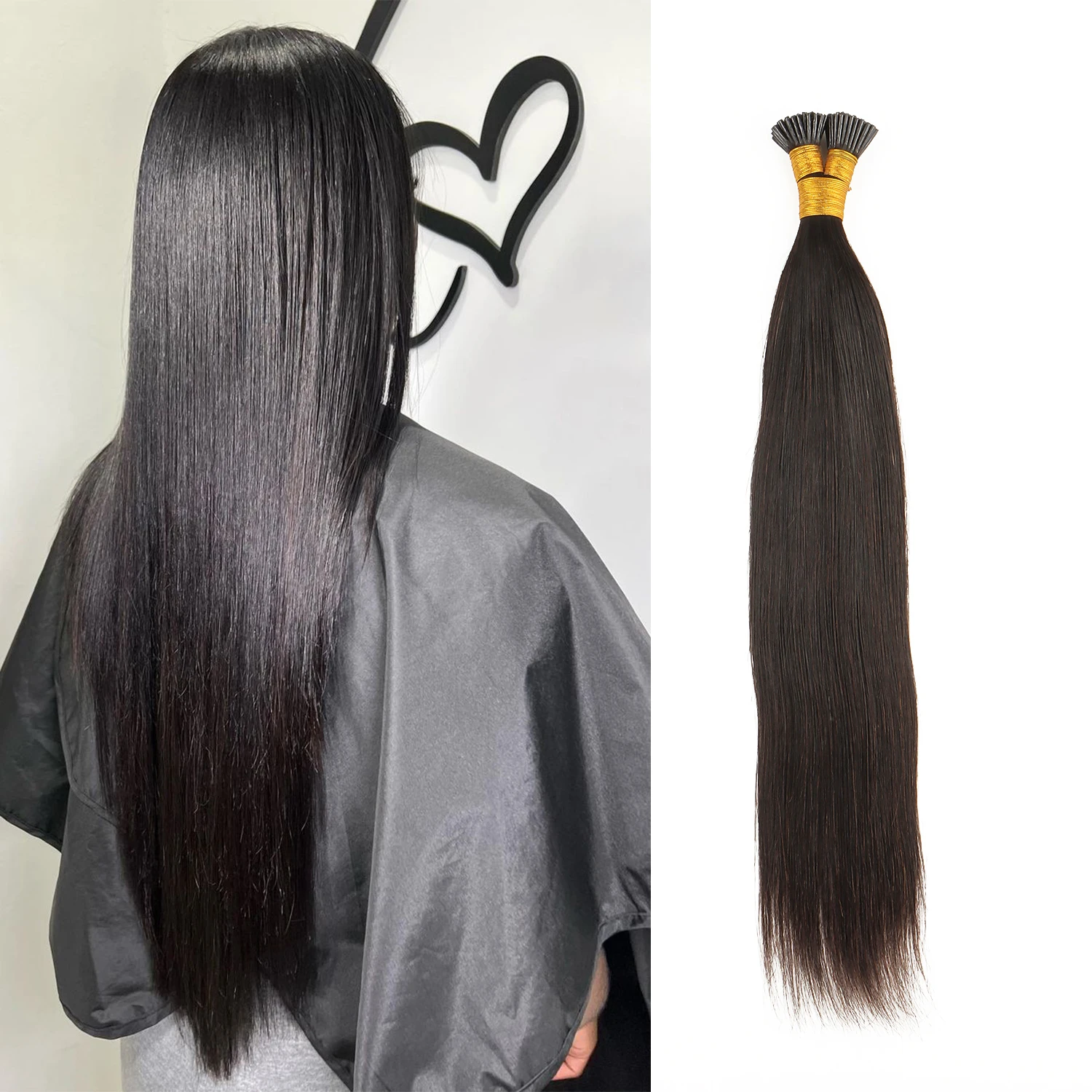 Ahvast extensão de cabelo i-tip 100g kinky em linha reta natural preto virgem pacotes de cabelo humano brasileiro para tranças