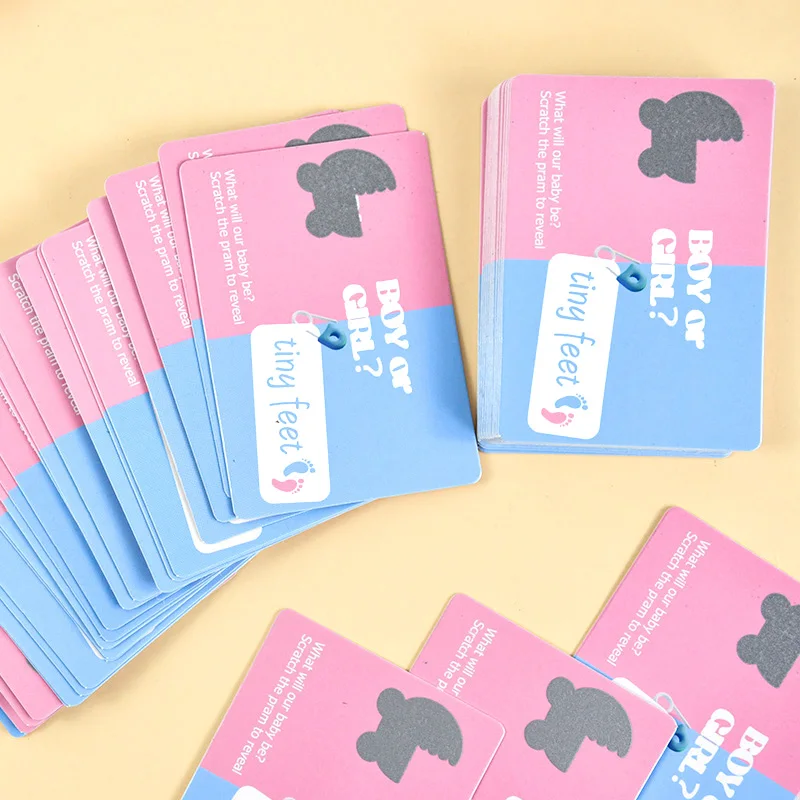 24pcs Baby Shower Scratch Cards Boy Or Girl Raffle Card Game For Gender Reveal Baptism Birthday Party Decor Baby Shower Supplies
