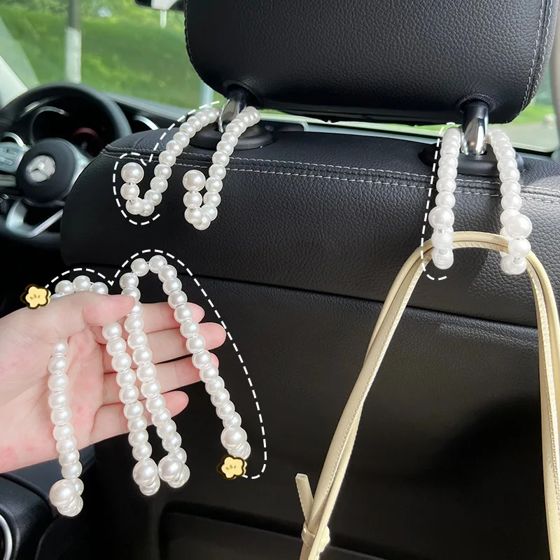 

Pearl Design Rear Seat Car Hook Creative Ultra-Light Simple Car Accessories Strong Load-Bearing Capacity Car Storage Hook