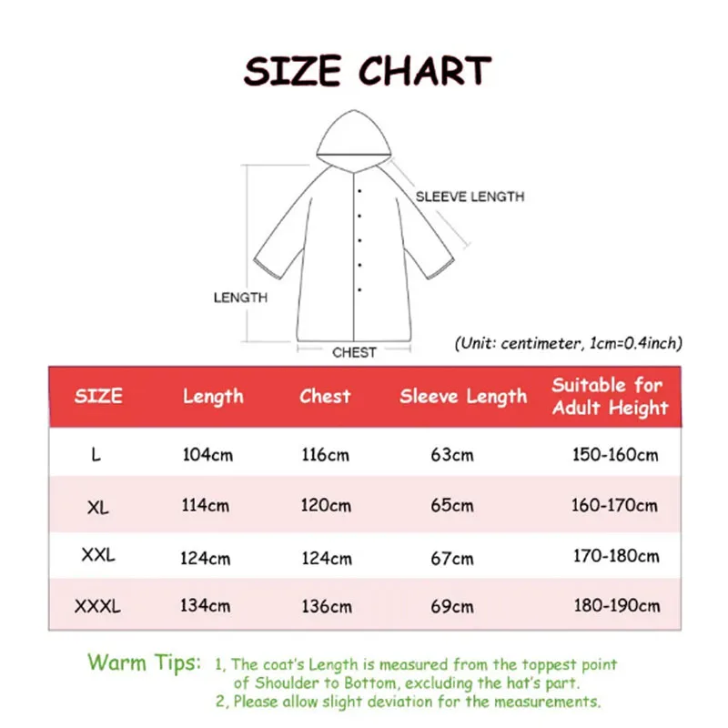 Black Fashion Adult Waterproof Long Raincoat Women Men Rain Coat Hooded For Outdoor Hiking Travel Fishing Climbing Thickened