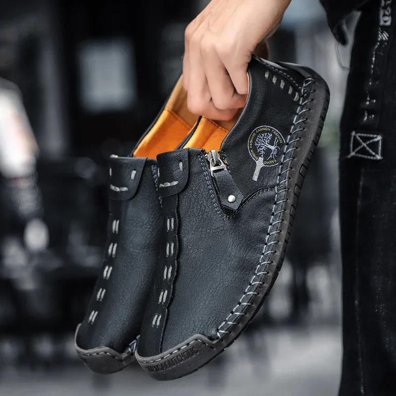 

Comfortable Leather Men Shoes Casual Slip on Men Loafers Qlity Split Leather Shoes Men Flats Moccasins Shoes Botas Para Hombre