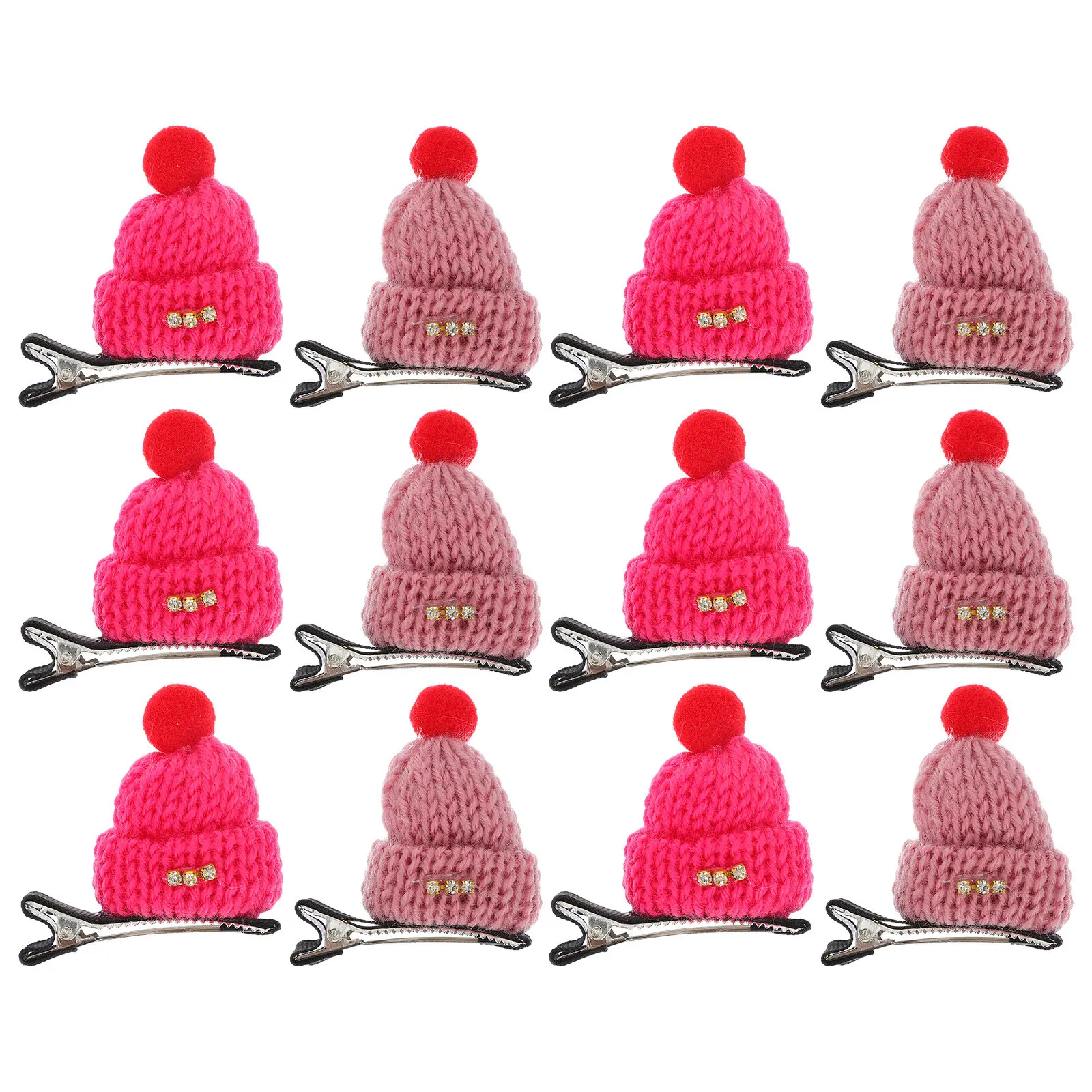 12Pcs Xmas Hairpins Kids Hair Clip Little Hat Christmas Headdress Children Hair Accessories Party Xmas Hairpin
