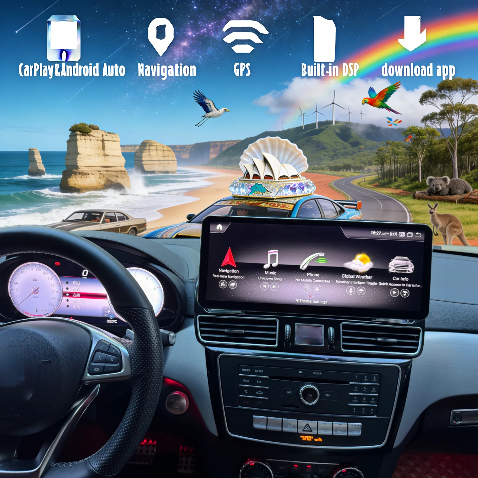 

X 14.6" L RHD Android 14 Carplay Auto For Mercedes Benz ML GL GLE GLS W166 X166 2012-2019 GPS Car Radio Multimedia Stereo Player