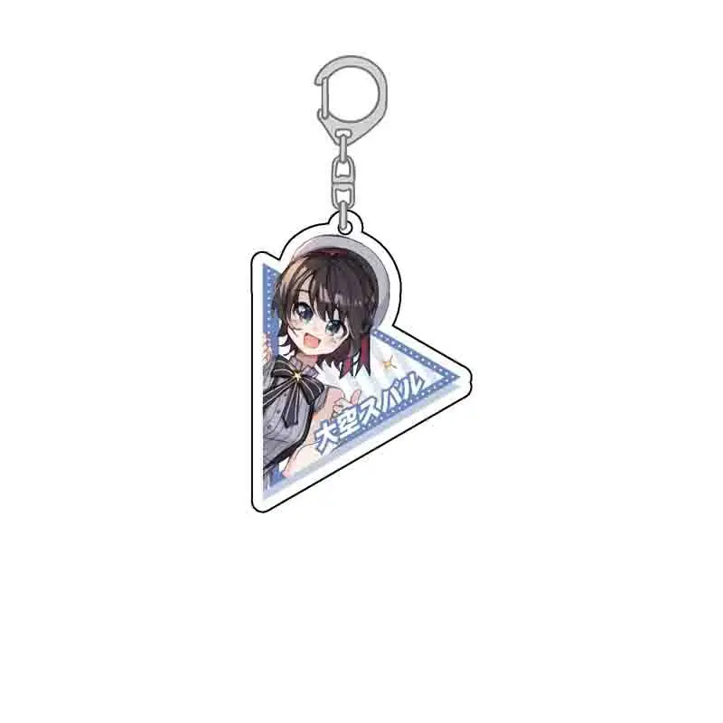 Anime HOLOLIVE VTuber Inugami Korone Houshou Marine Nakiri Ayame Uruha Pendant Acrylic Keychain Triangle Keyring Bag Charm Gift