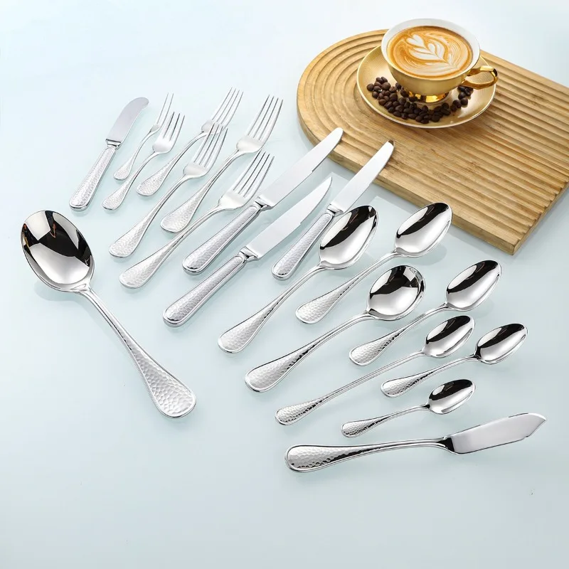 304 Stainless Steel 5-Piece Cutlery Set - Western Tableware with Knife Fork Dessert Spoon Knife Set